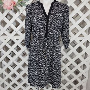 H&M Abstract Leopard Tie Waist Dress Size 10